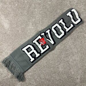 MLS Unisex Gray White Spellout Fringe New England Revolution Soccer Scarf NWT